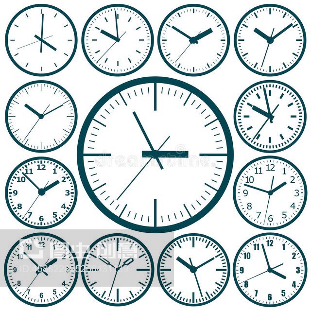 钟表平面图标 世界时间概念与钟表销售的新趋势